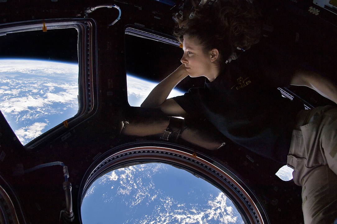 האסטרונאוטית טרייסי קולדוול דייסון. אסטרונאוטים מתקשים לעקוב אחר מהדורות החדשות, אבל להצביע – הם מצביעים. קרדיט: נאס"א