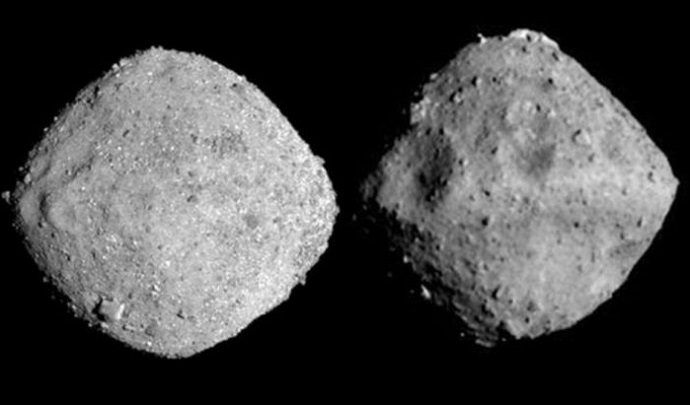 מצאו את ההבדלים: בנו (משמאל) וריוגו (מימין). קרדיט: NASA ו-JAXA