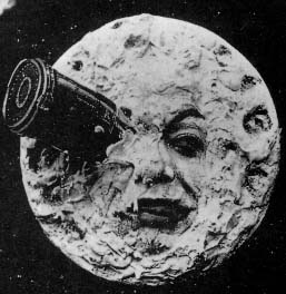 פרצוף ירח עם טלסקופ