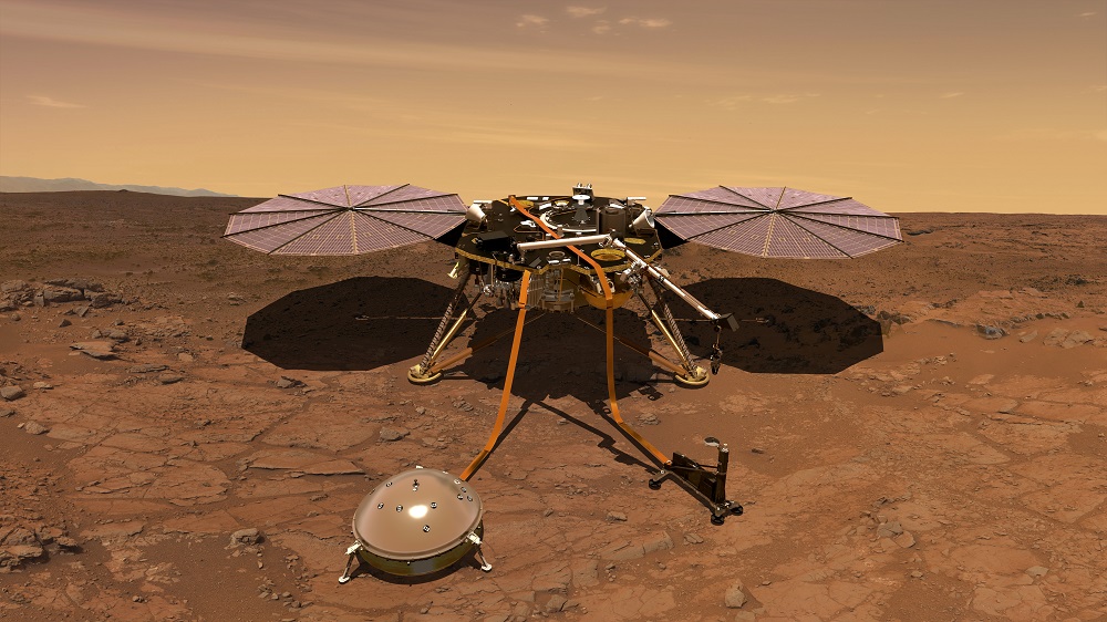 הדמיה של InSight על אדמת מאדים. קרדיט: NASA/JPL-CALTECH