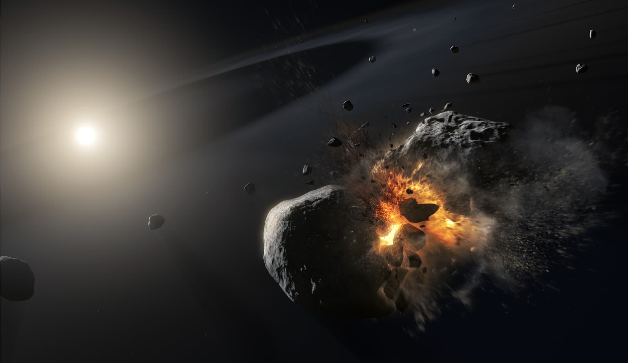 הדמיית אמן של הפיצוץ במערכת פומוהולט. קרדיט: ESA, NASA and M. Kornmesser