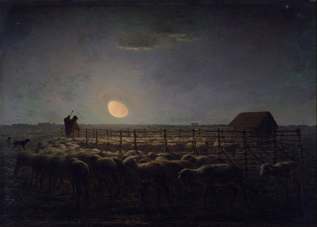 הירח באופק | ציור מאת ז'אן-פרנסואה מילה (1814 - 1875)