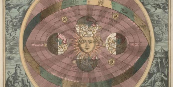 התובנה כי כדו"א סובב סביב השמש ולא להיפך, מקורה בתיאוריה ההליוצנטרית במאה ה- 16 | איור: אנדראס סלריוס, 1660