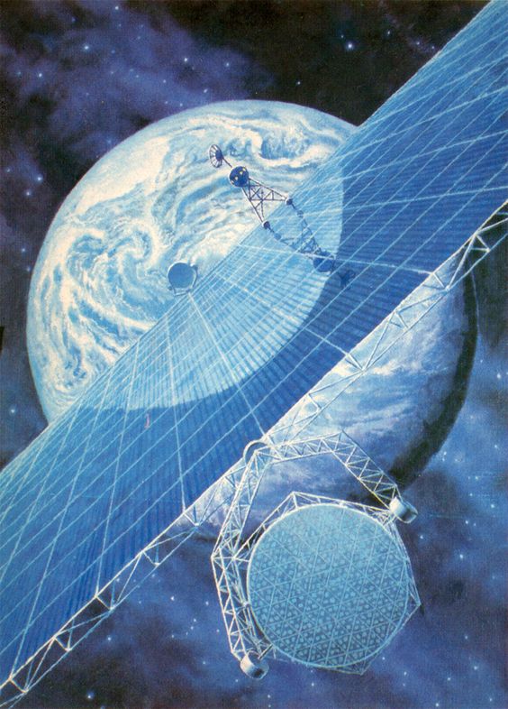 חזון לתחנת כוח סולארית חללית שצייר הקוסמונאוט אלכסיי לאונוב והצייר אנדריי סוקולוב | Fine Art Moscow