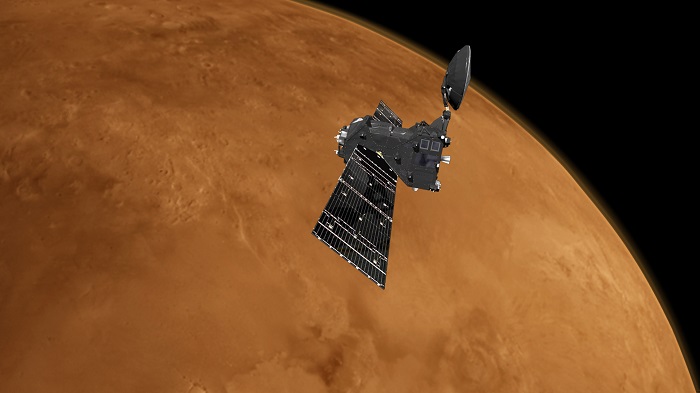 הדמיה של המקפת TGO במסלול סביב מאדים