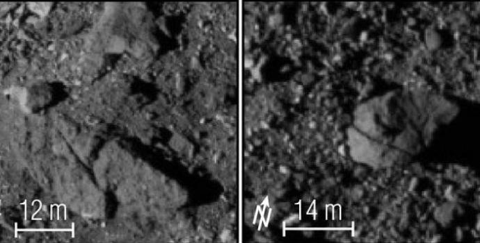 صور مقربة لسطح بينو الصخري. اضطر طاقم اوسايريس ركس إلى إعادة رسم مسار المركبة. تقدمة: NASA/GSFC/UNIVERSITY OF ARIZONA.