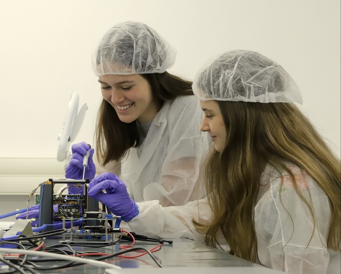 Students from Givat Shmuel building a nano-satellite at TEVEL project. Students from Givat Shmuel building a nano-satellite at TEVEL project.