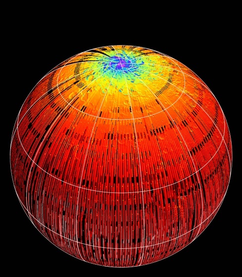 מיפוי תרמי של הירח. קרדיט: NASA/GSFC/UCLA