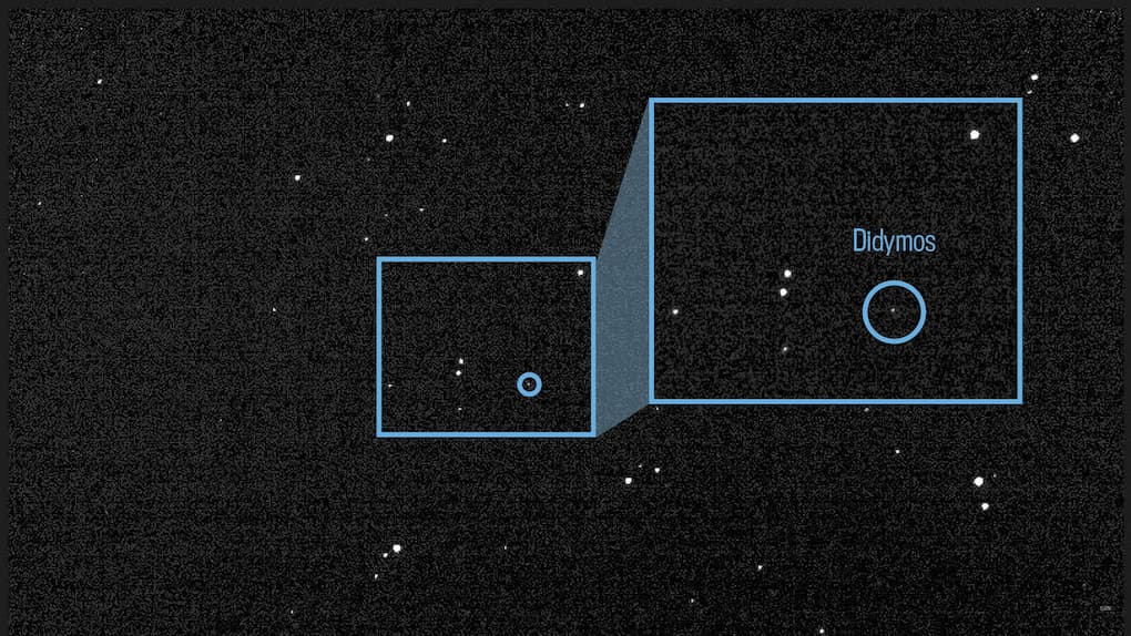 דארט מתקרבת לדידימוס. ממרחק כזה, עוד לא ניתן לראות את הירח הקטן דימורפוס. קרדיט: NASA/JPL-Caltech/DART Navigation Team