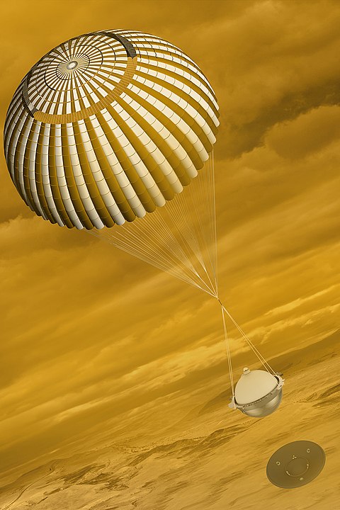 הדמיית אמן של הנחתת במשימת דהוינצ'י+, שצפויה לצלול במשך 63 דקות לפני השטח. קרדיט: NASA/GSFC