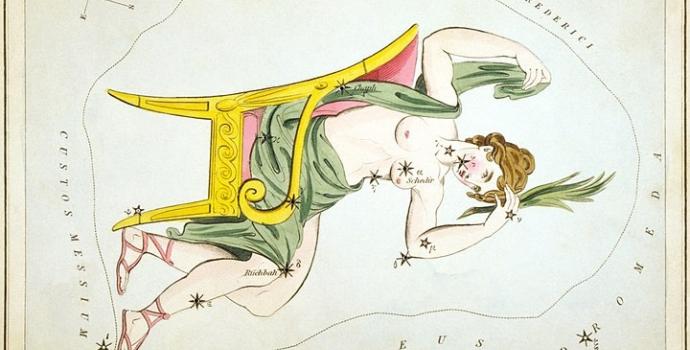 איור קבוצת הכוכבים קסיופיאה (1825). קרדיט: Sidney Hall