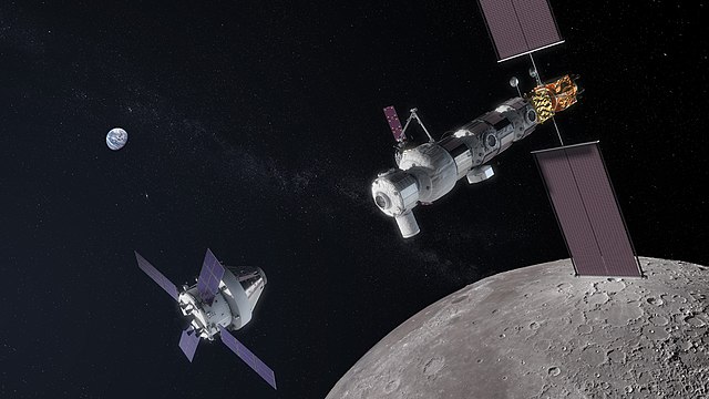 גייטוויי: תחנת החלל הירחית המתוכננת במסגרת תוכנית ארטמיס. קרדיט הדמייה: NASA