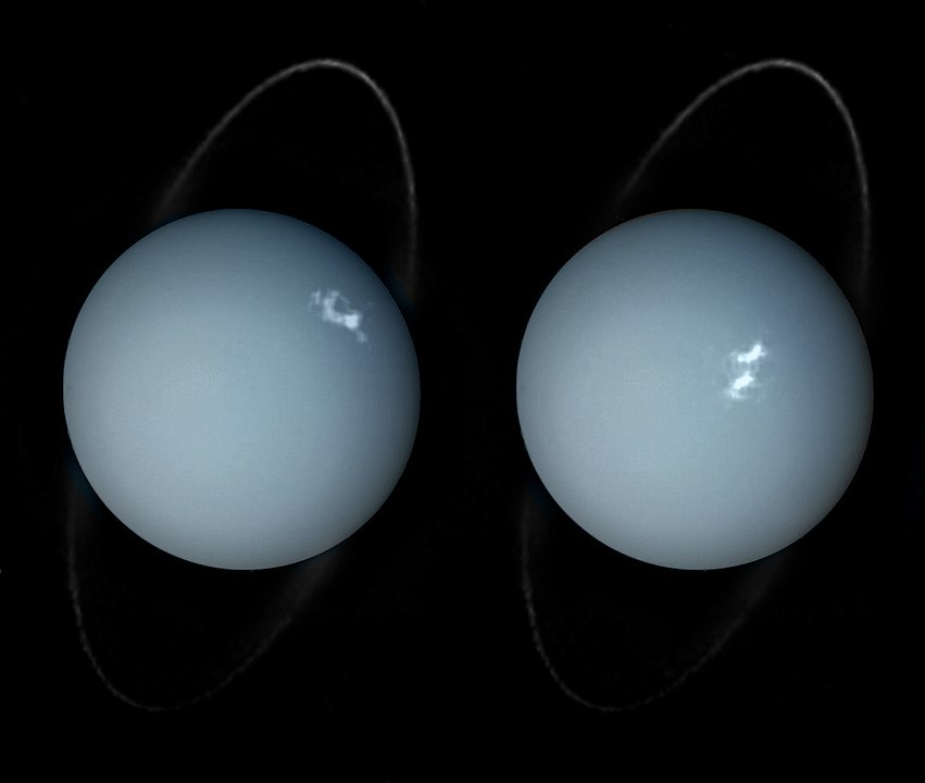 אורורות באורנוס כפי שצולמו על ידי טלסקופ החלל האבל. קרדיט: ESA/Hubble & NASA, L. Lam