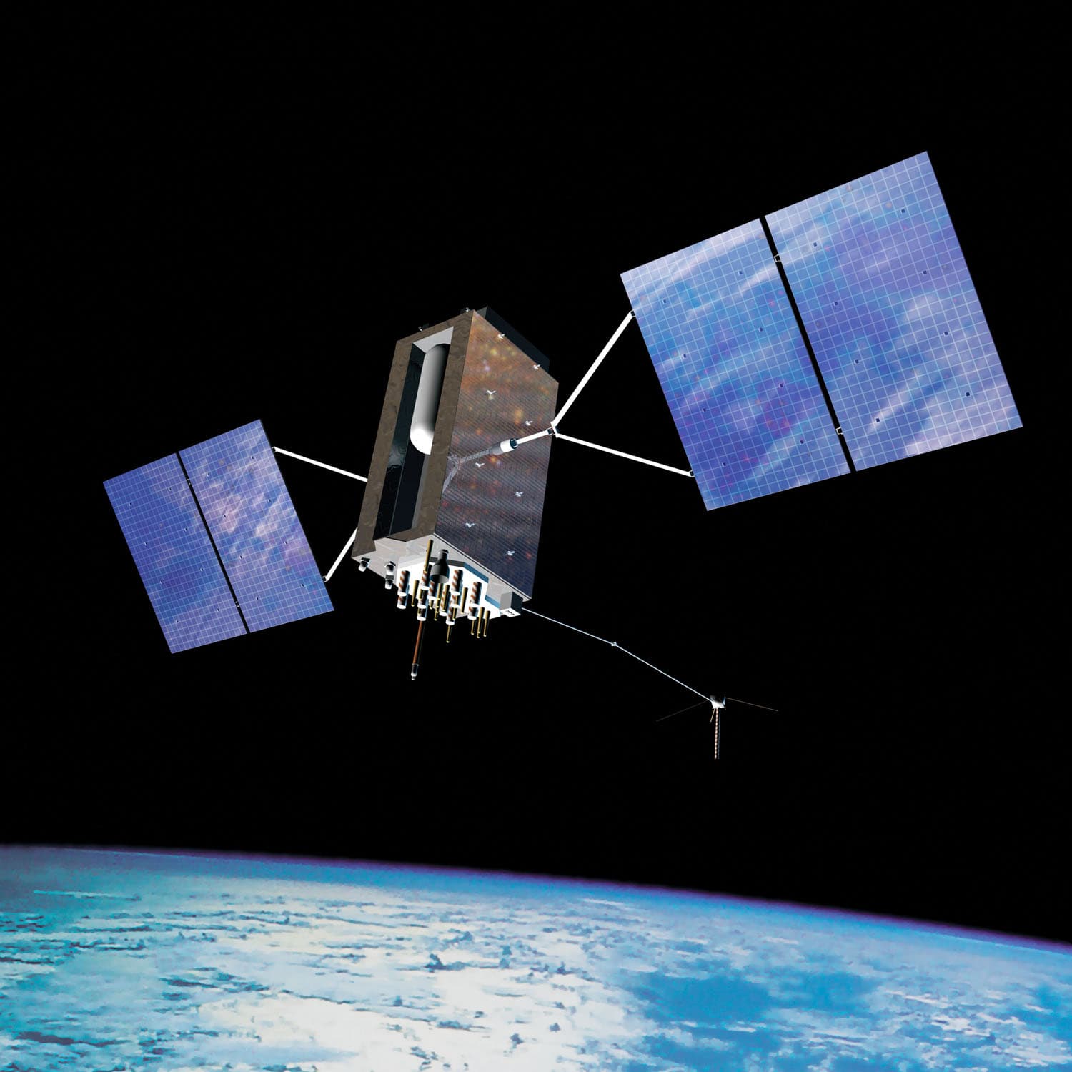הדמיה של אחד הלוויינים החדשים מבית לוקהיד מרטין. קרדיט: USAF