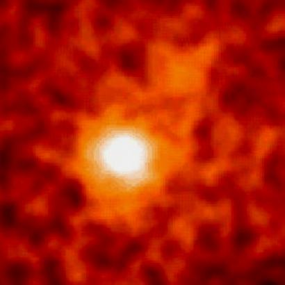 אותו קוואזר 3C 279 ברזולוציה נמוכה בהרבה שפורסם ב-1998. קרדיט: EGRET team, Compton Observatory, NASA