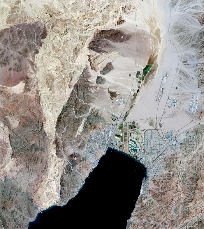 מפרץ אילת, כפי שצולם על ידי הלוויין ונוס