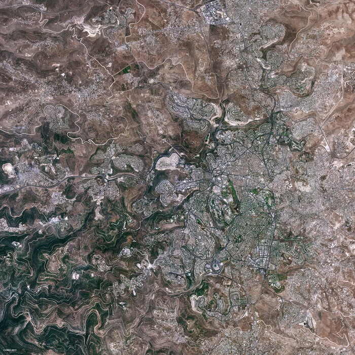 סביבת ירושלים, כפי שצולמה על ידי לוויין ונוס