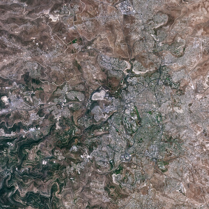 סביבת ירושלים, כפי שצולמה על ידי לוויין ונוס סביבת ירושלים, כפי שצולמה על ידי לוויין ונוס