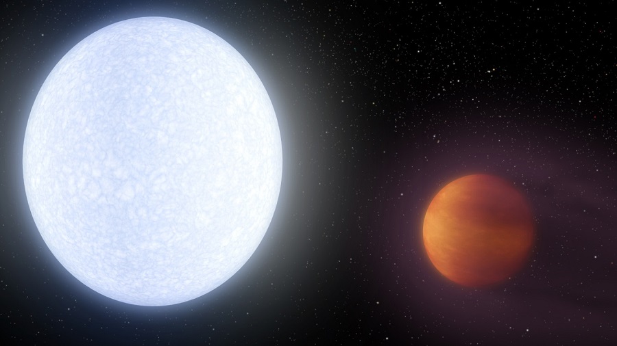 הדמיה של כוכב הלכת KELT-9b והכוכב שלו. לא מקום טוב לקנות בו נדל"ן |Robert Hurt/NASA/JPL-Caltech