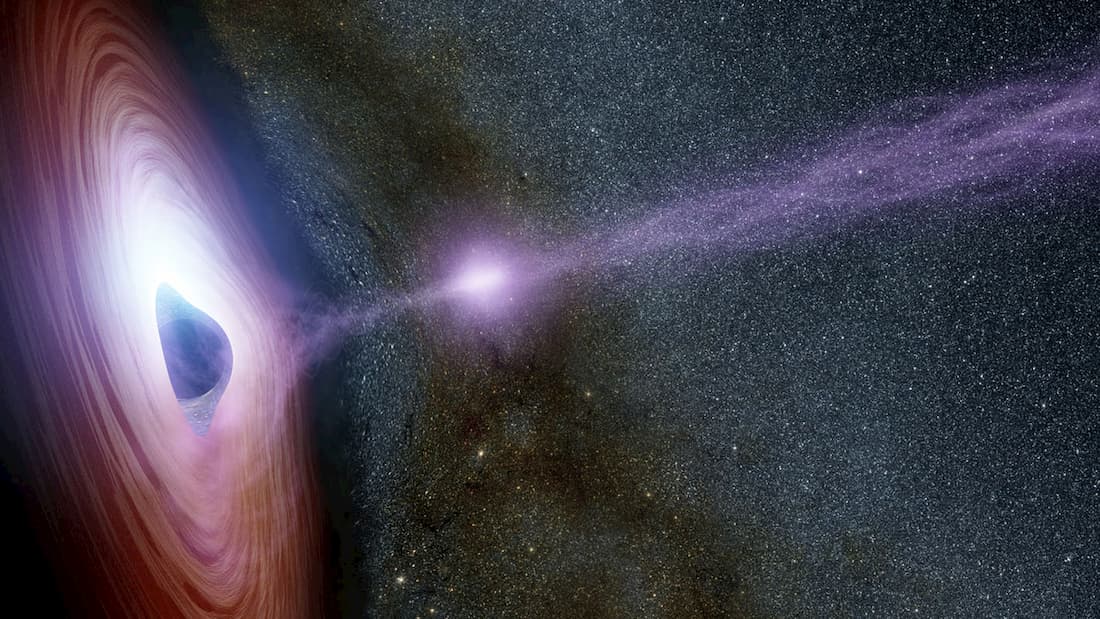 הדמיה של חומר מסתחרר סביב חור שחור על-מסיבי. קרדיט: NASA/JPL-Caltech