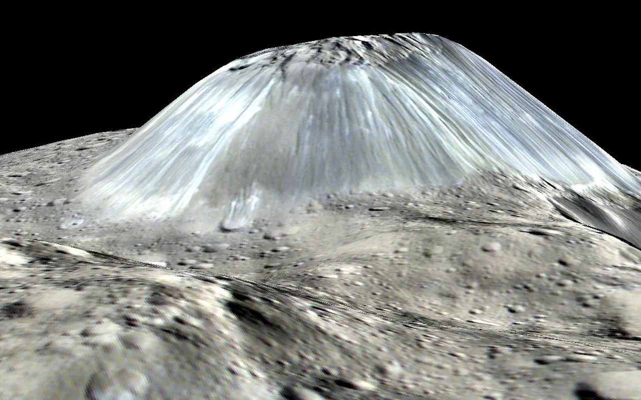 הר הגעש מנקודת מבט של פני השטח של קרס | הדמיה: NASA/JPL-Caltech/UCLA/MPS/DLR/IDA