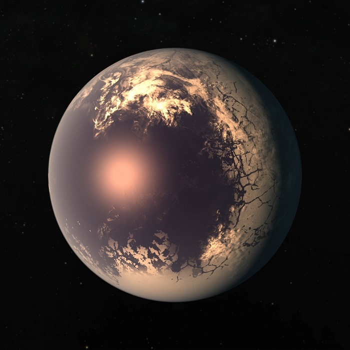 כוכב הלכת TRAPPIST-1e הדומה בגודלו לכדור הארץ אך משלים סיבוב סביב השמש שלו פעם בתשעה ימים, לעומת שנה שלוקח לכדור הארץ | NASA