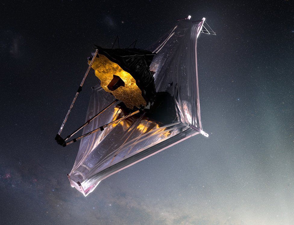 פריסתו השלמה של טלסקופ החלל ג'יימס ווב בחלל. הדמייה: נאס"א
