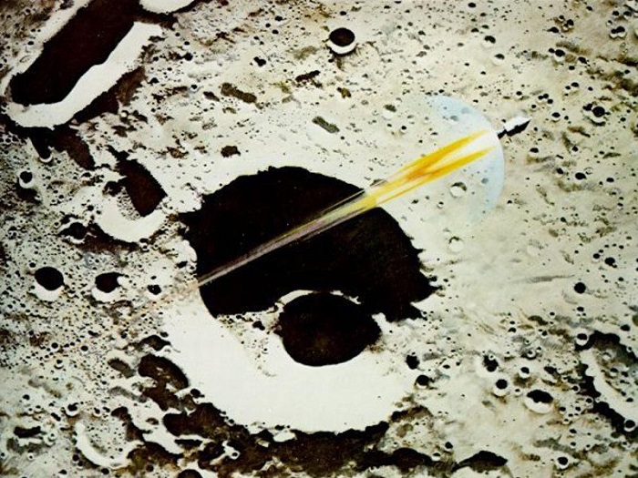 אפולו 8 על רקע הירח | קרדיט: NASA/ Robert T. McCall, 1969 אפולו 8 על רקע הירח