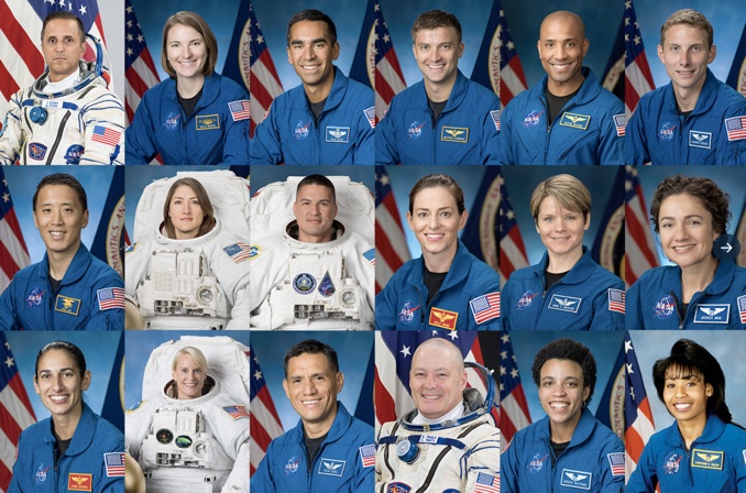 ​رواد الفضاء الـ 18 الذين تم اختيارهم لبرنامج أرتميس. سيكون اثنان منهم، امرأة ورجل، أول من يهبط على سطح القمر منذ عام 1972 وقد يتم ذلك في وقت ما من عام 2025. المصدر: ناسا