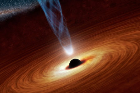 הדמייה מרהיבה זו של חור שחור, מציגה חור שחור אדיר בעל מאסה הגדולה פי מיליארדים מהשמש שלנו | NASA