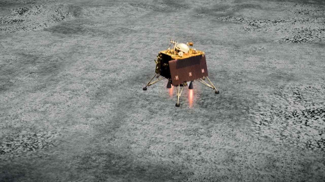 הדמיה של הנחתת ויקראם, כפי שהייתה אמורה לנחות על הירח. קרדיט: ISRO