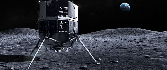 הדמיה של הנחתת היפנית HAKOTU-R על הירח. קרדיט: ispace
