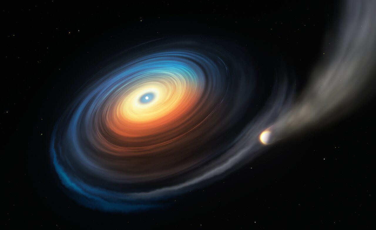 הדמיית אמן של כוכב הלכת האומלל סביב הננס הלבן. קרדיט: ESO