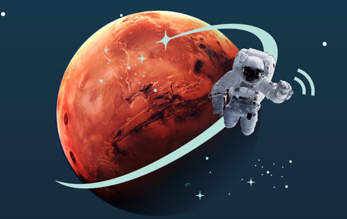 איור אסטרונאוט ומאדים