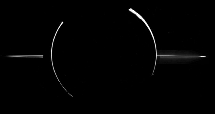 טבעות האבק הדקות של צדק. הטבעות הללו התגלו רק ב-1979, כשהחללית וויאג'ר 1 ביקרה בצדק בדרכה החוצה ממערכת השמש | צילום: NASA