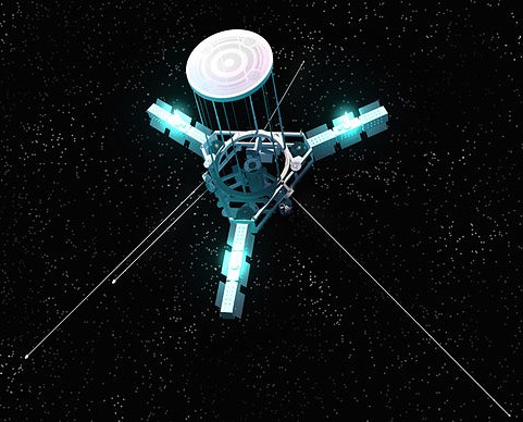 אילוסטרציה המדגימה תקשורת לוויין באמצעות לייזר | איור: NASA, JPL