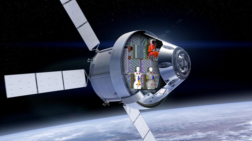 محاكاة "طاقم" أرتميس 1، مع الدمى الشبحية الألمانية "هيلجا" والإسرائيلية "زوهار". عن: NASA/Lockheed Martin/DLR