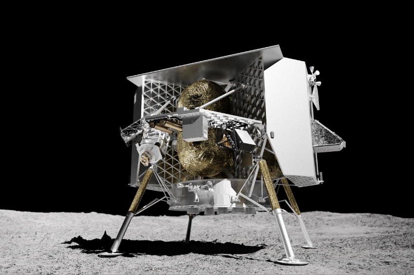 הדמיית הפרגרין על אדמת הירח. קרדיט: אסטרובוטיק