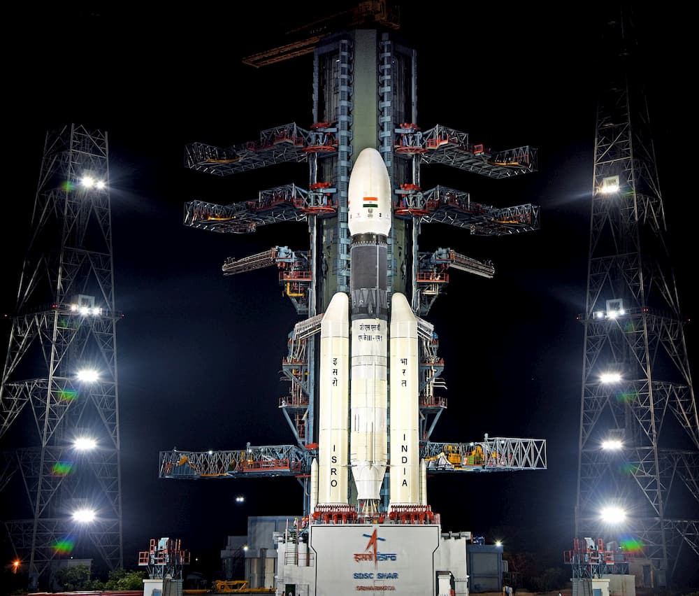 צ'אנדריאן 2 על כן השיגור במרכז החלל סאטיש דאוון בשבוע שעבר. קרדיט: ISRO