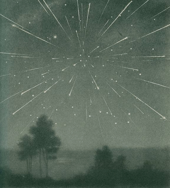מטר הדרקונידים מאוקטובר 1933 | איור: Larousse Encyclopedia of Astronomy