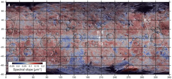 פני השטח המפוספסים של ריוגו. קרדיט: Morota et al., Science, 2020 פני השטח המפוספסים של ריוגו. קרדיט: Morota et al., Science, 2020