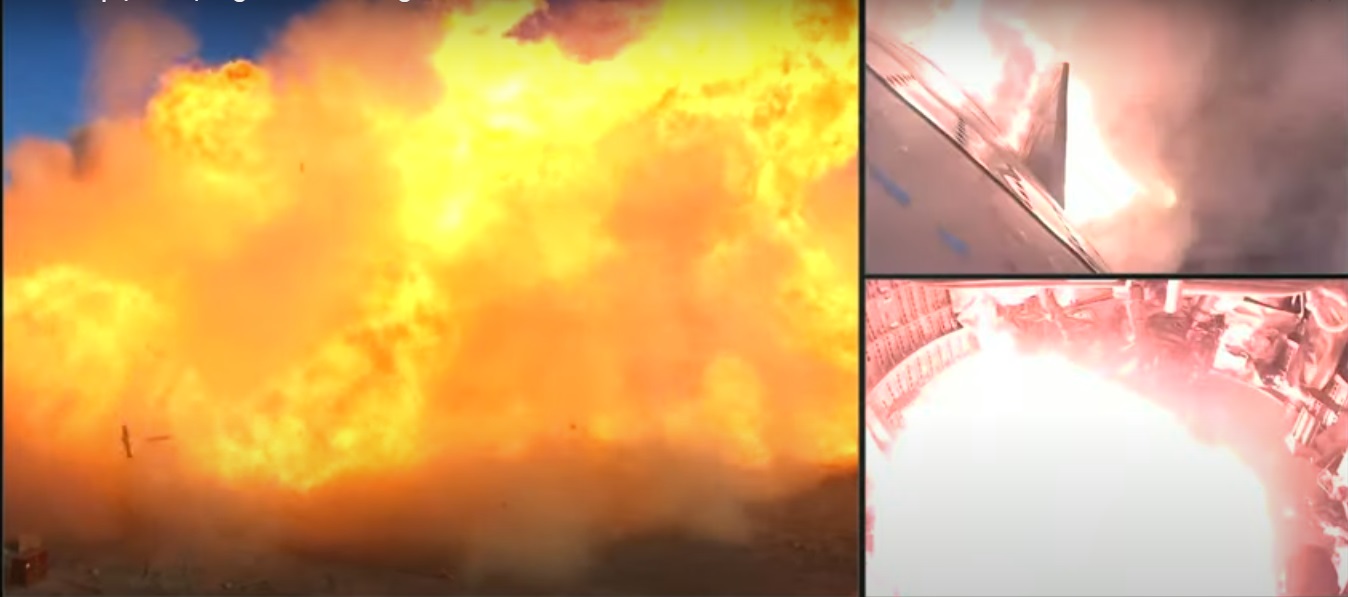 רגע הפיצוץ מתוך סרטון הניסוי. קרדיט: SpaceX