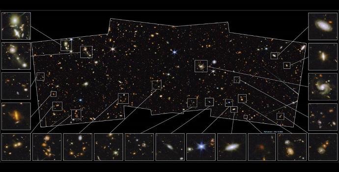 פרטים שונים בשדה העמוק של ווב. קרדיט: NASA, ESA, CSA, A. Pagan (STScI) & R. Jansen (ASU)