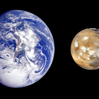 מאדים וכדור הארץ. קרדיט אילוסטרציה: NASA/JPL-Caltech