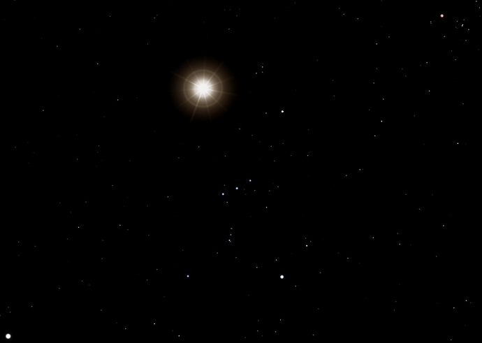 הדמיה של קבוצת הכוכבים אוריון אחרי שביטלג'וז יתפוצץ כסופרנובה.