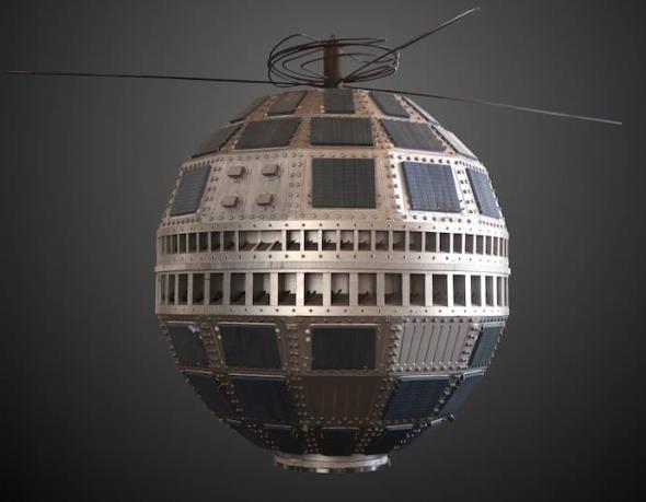 Telstar-1 לוויין התקשורת הראשון. קרדיט: Rama/AT&T Telstar-1 לוויין התקשורת הראשון. קרדיט: Rama/AT&T