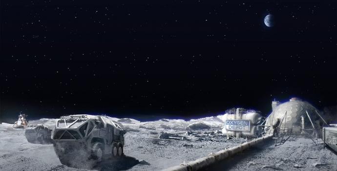 החזון של הליוס לעתיד האנושות: בסיס על הירח, עם מאגר חמצן מקומי. קרדיט: Helios החזון של הליוס לעתיד האנושות: בסיס על הירח, עם מאגר חמצן מקומי. קרדיט: Helios