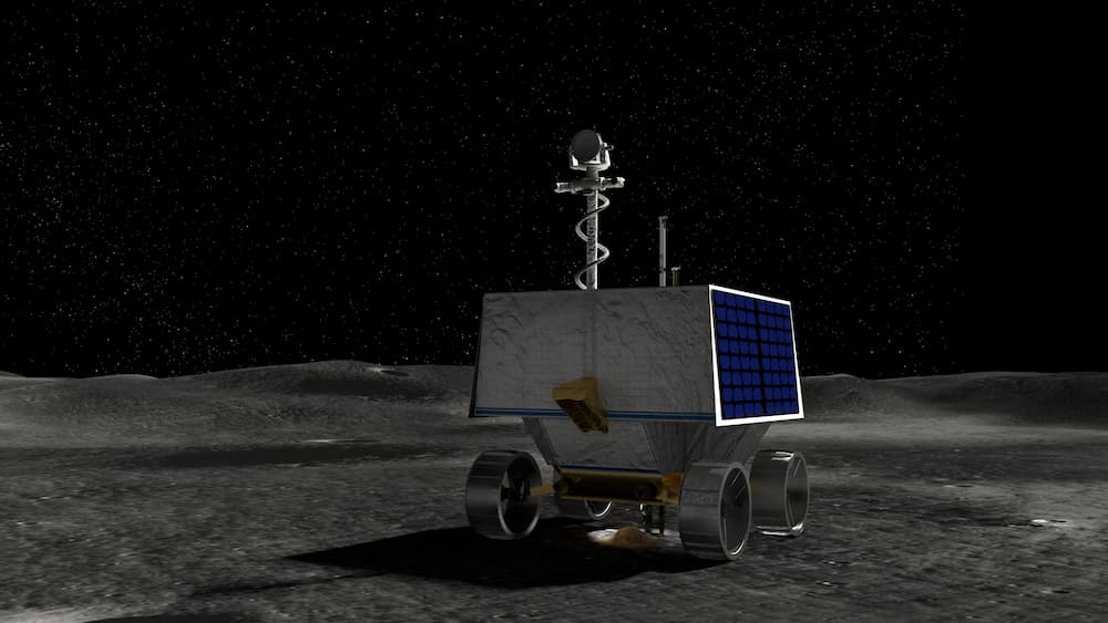הדמיית אמן של הרובר וייפר בפעולה על אדמת הירח. קרדיט:  Credits: NASA/Daniel Rutter